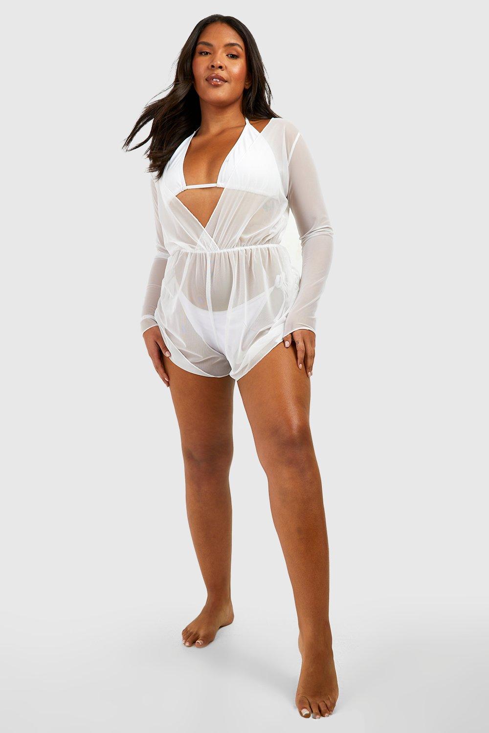 Plus Jersey Knit Asymmetric Beach Romper