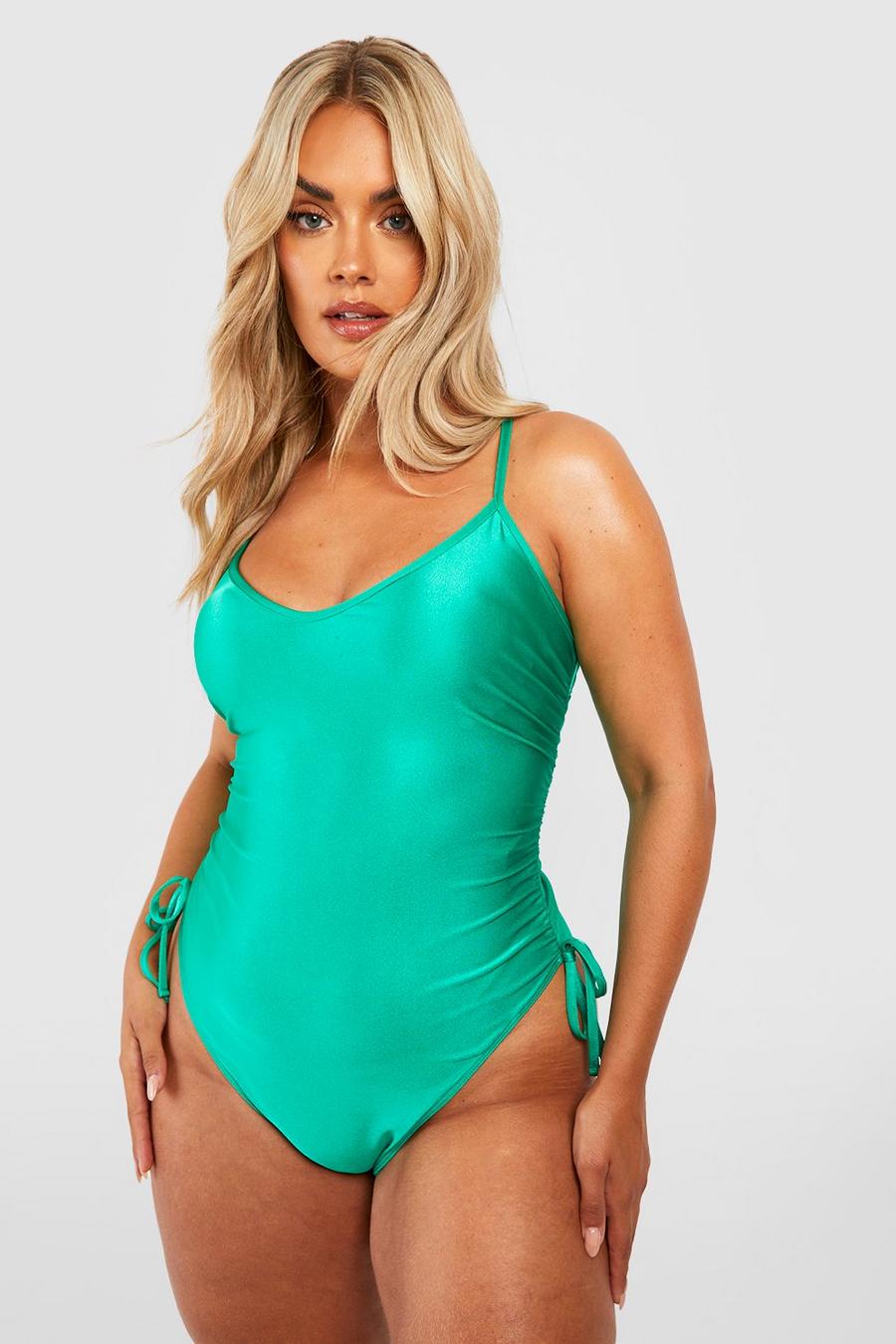 Green gerde Plus Ruched Side Detail Swimsuit image number 1