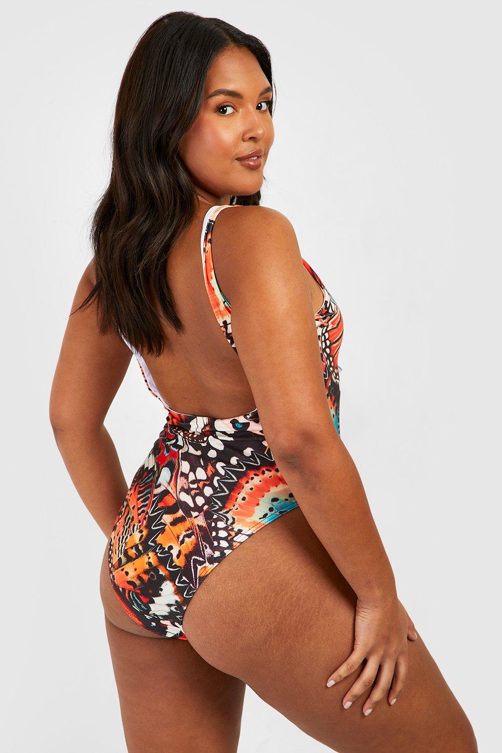 Orange Butterfly Print 2-Piece Swimsuit