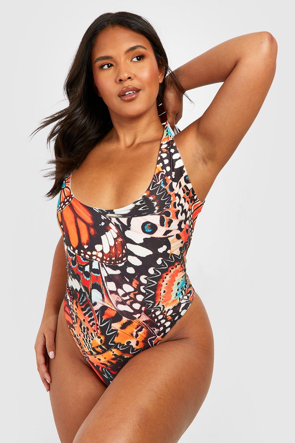 Grande taille Maillot de bain imprim papillon boohoo