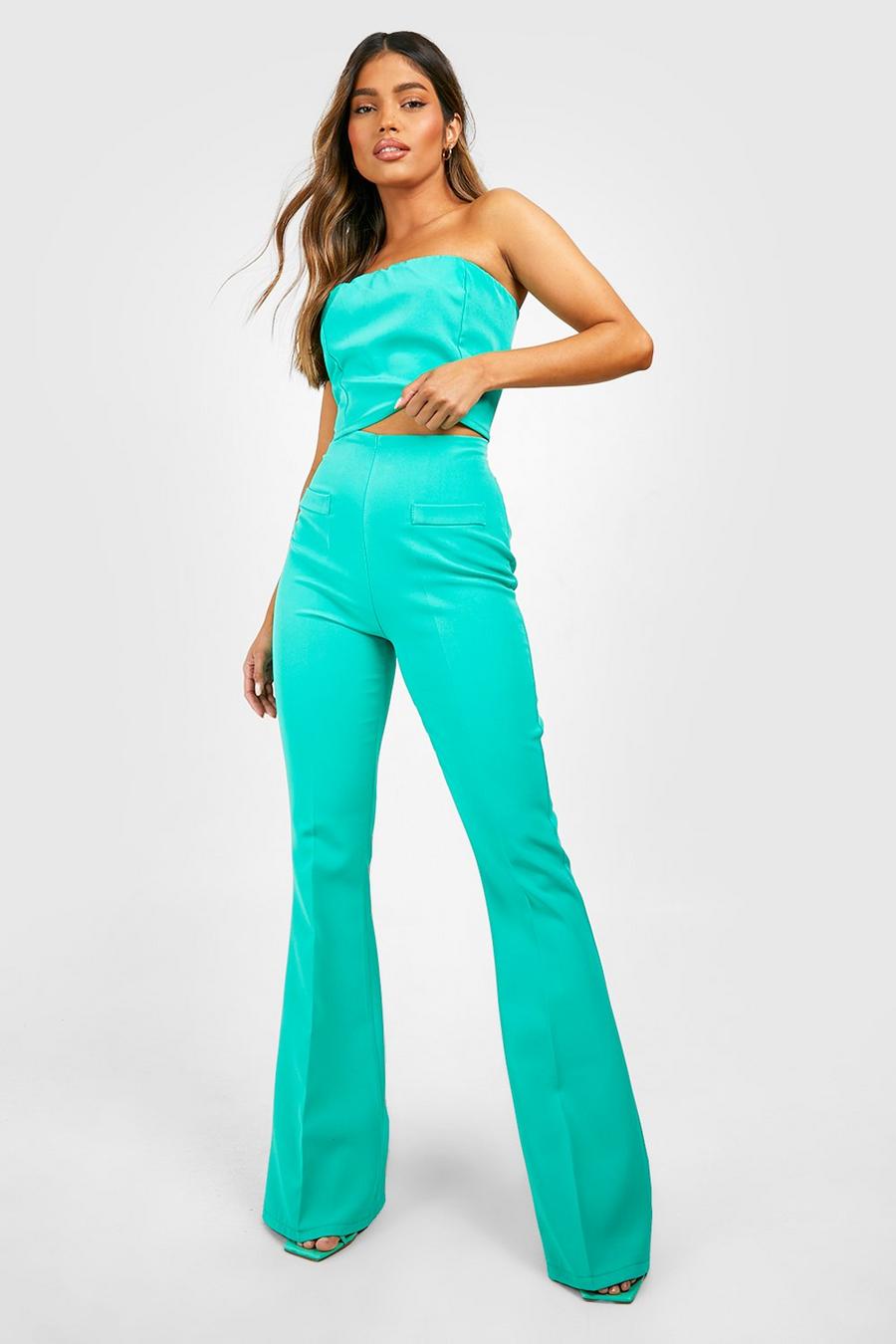 Pantalon de costume flare à surpiqûres, Emerald image number 1