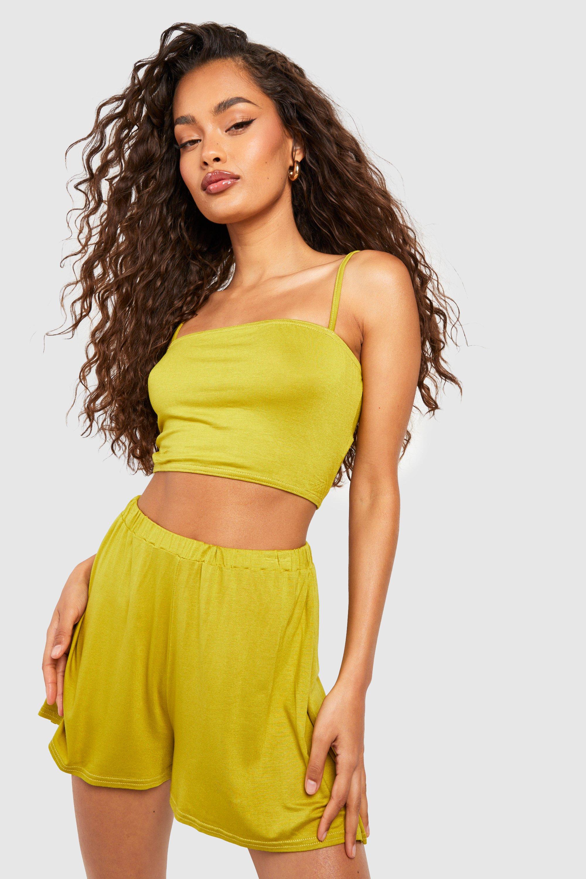 Yellow flowy hot sale shorts