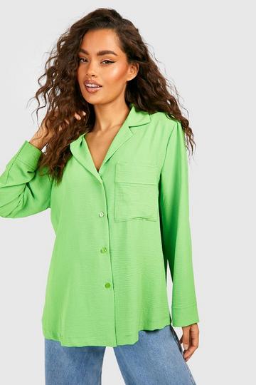 Hammered Pocket Detail Relaxed Fit Shirt lime