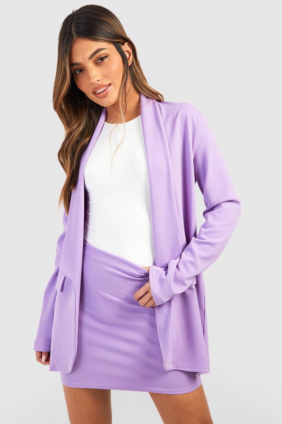 Lilac Jersey Knit Relaxed Fit Blazer & Micro Mini Skirt image number 1