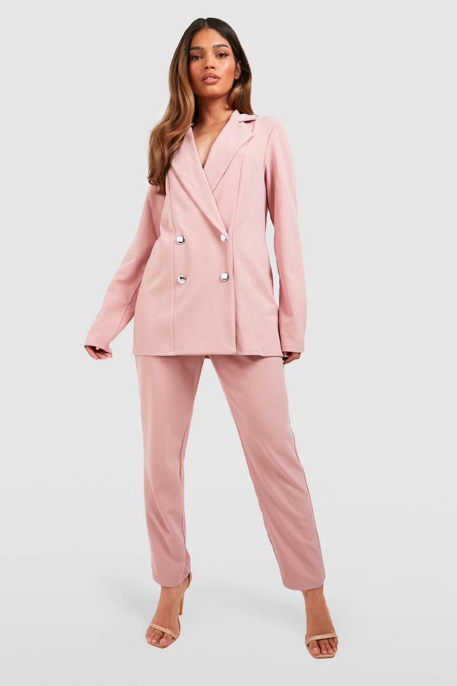 Rose Jersey Double Breasted Blazer & Straight Leg Pants image number 1