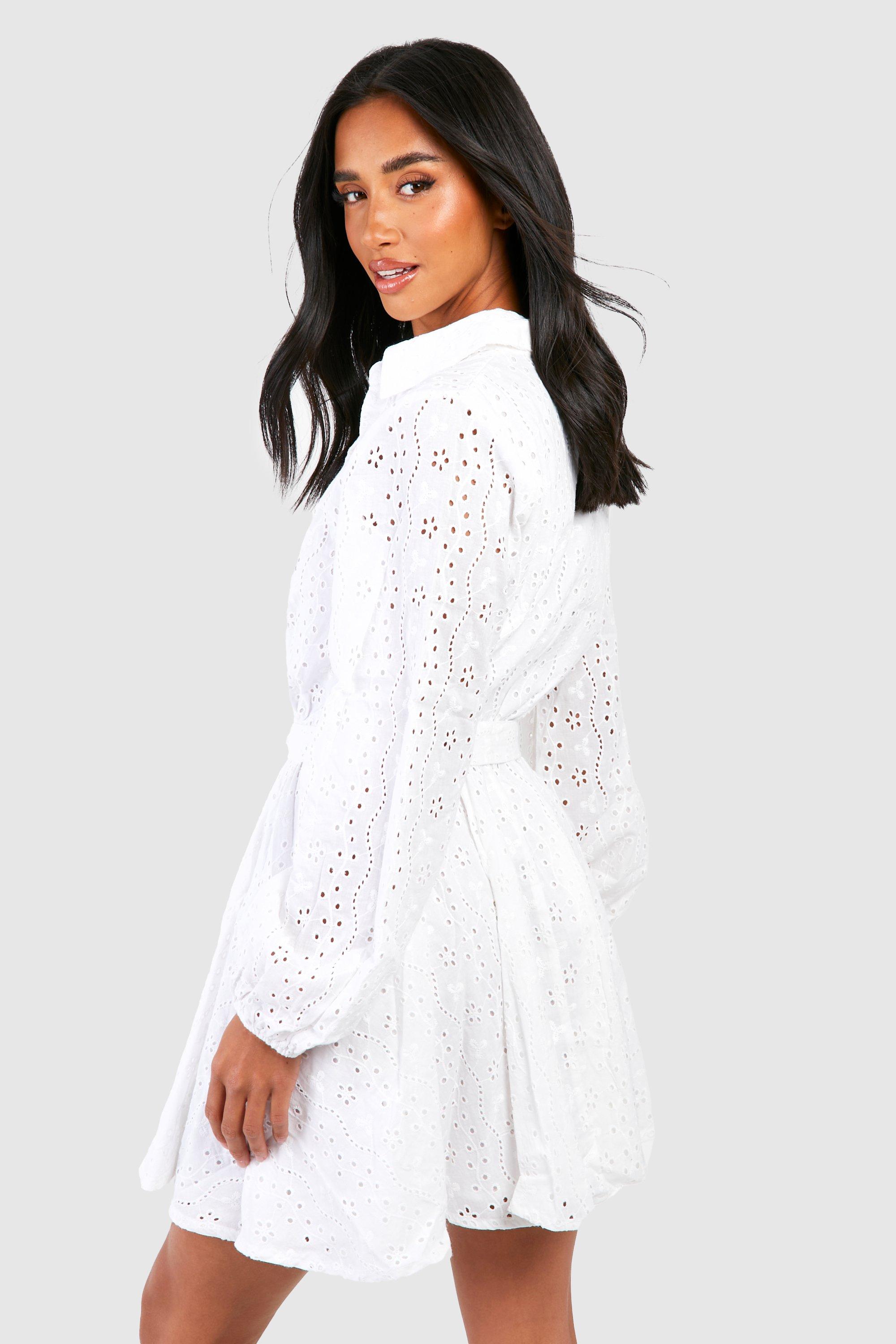 Boohoo white cheap shirt dress