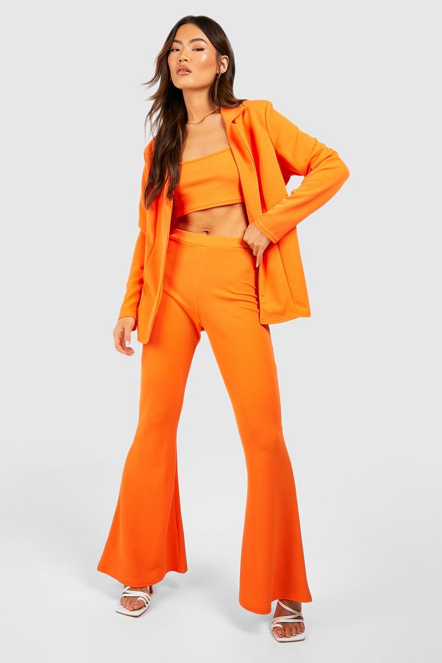 Orange Jersey Knit Crepe Fit & Flare Dress Pants