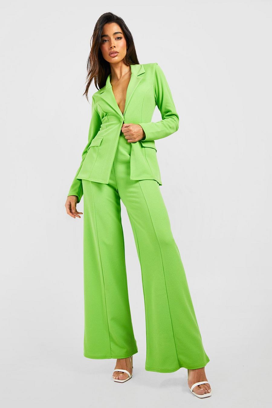 Lime vert Jersey Crepe Straight Leg Tailored Trousers image number 1