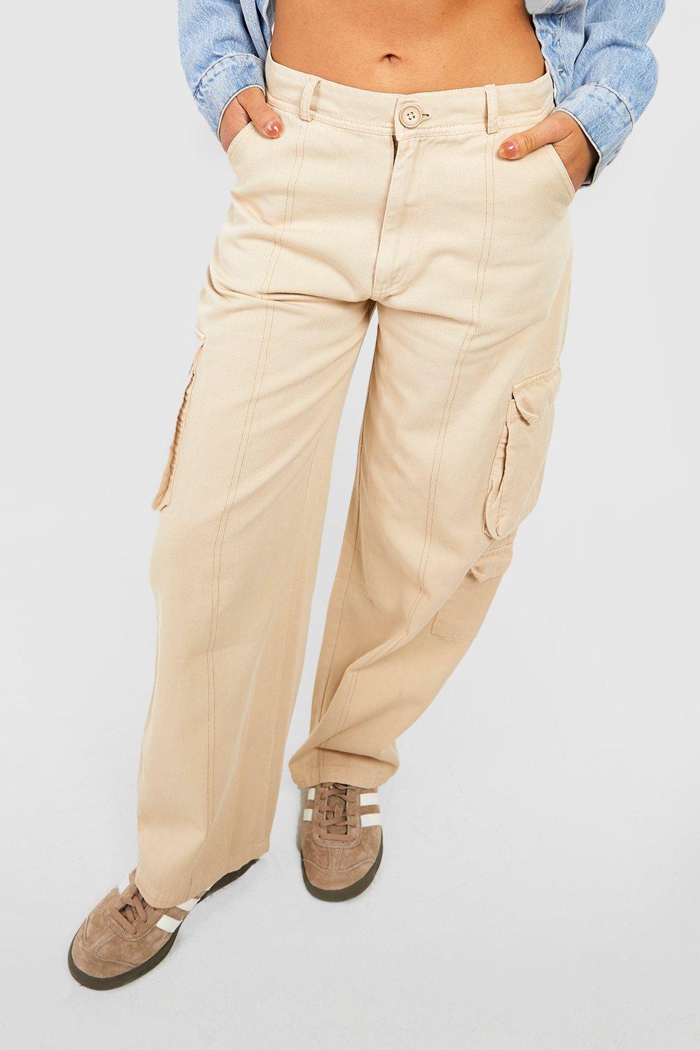 Women s Petite Washed Lightweight Seam Detail Cargo Trouser