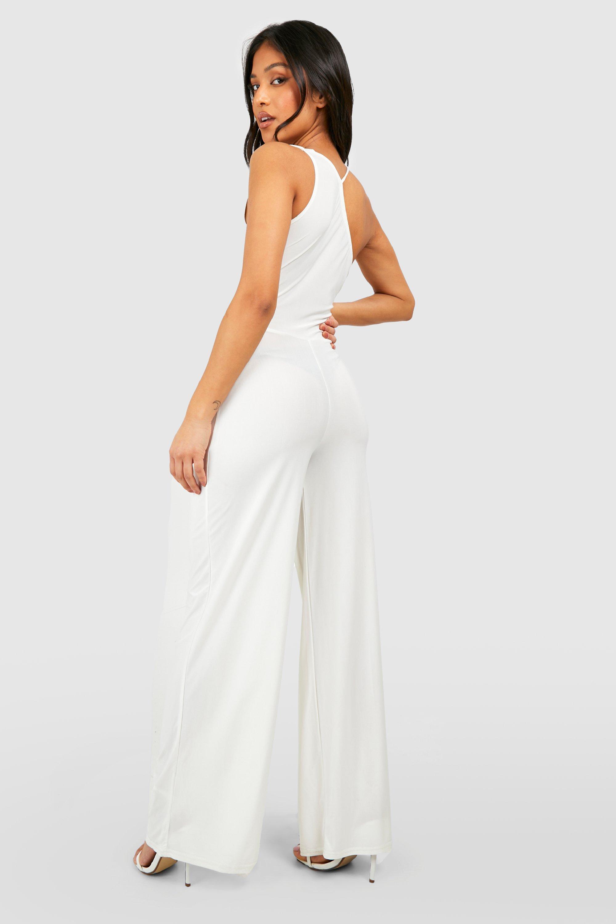 Ever New Petite sleeveless jumpsuit with belt in ivory