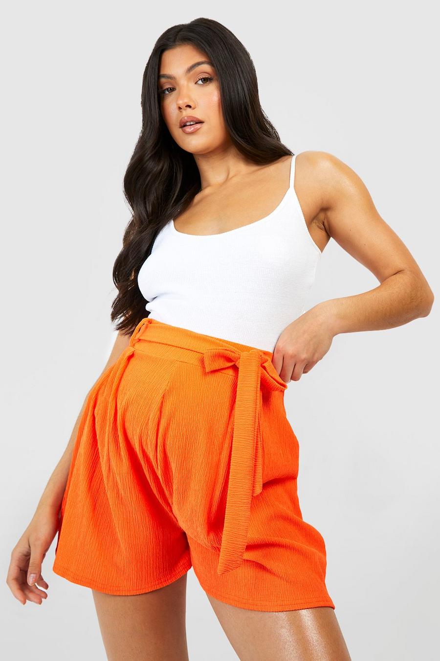 Coral Maternity Textured Belted Shorts
