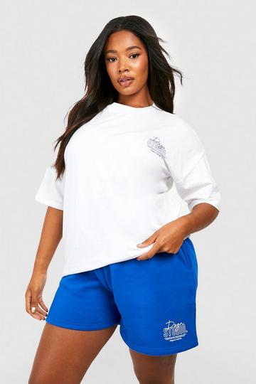 Plus Dsgn Studio Embroidered T-shirt And Jogger Short cobalt