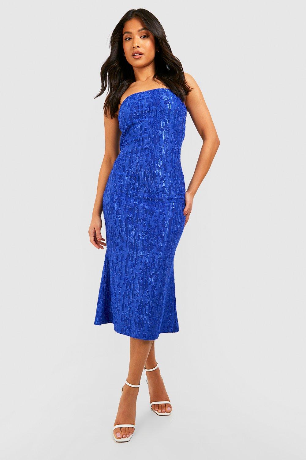 Boohoo robe online bleu