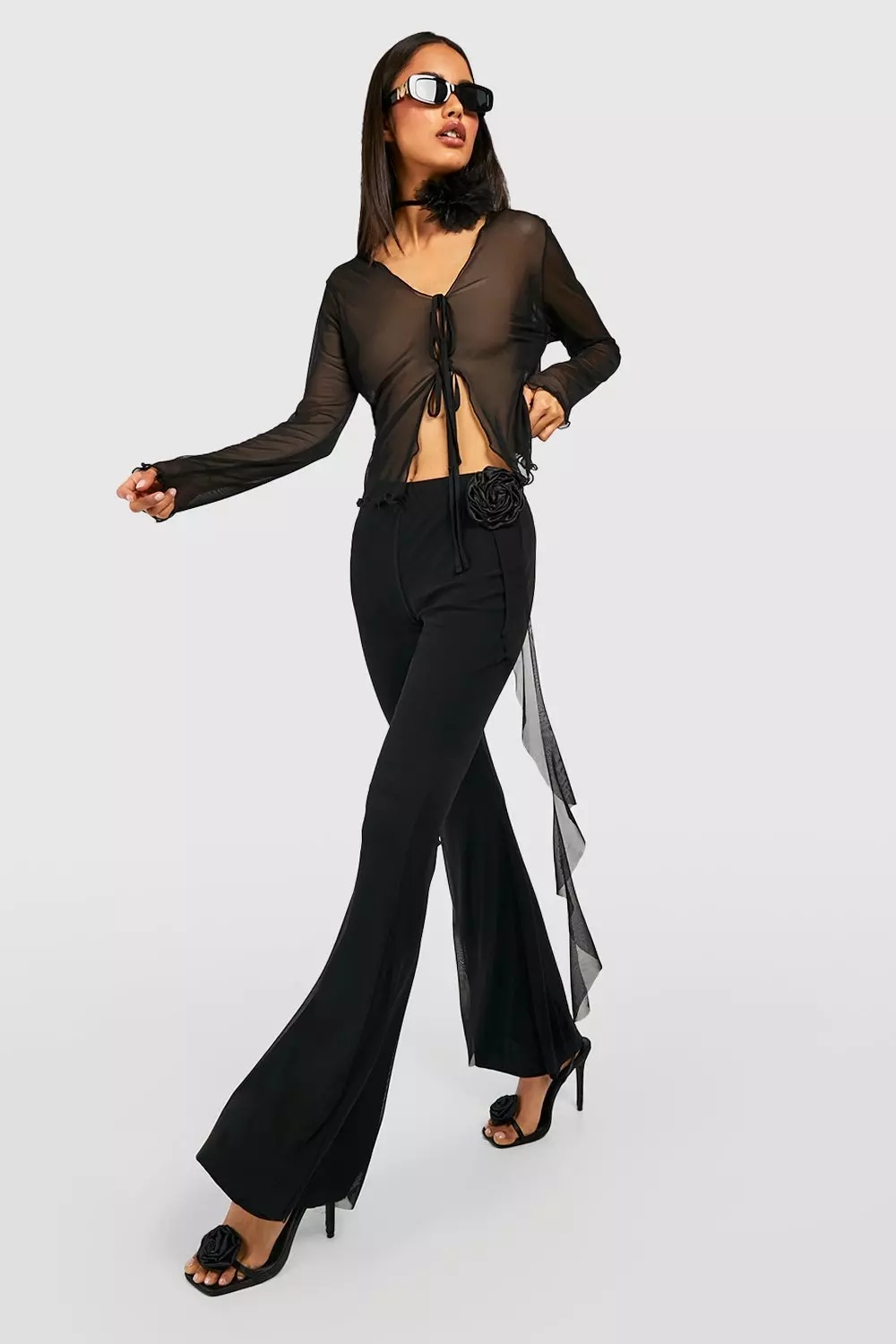 Mesh sale trousers boohoo