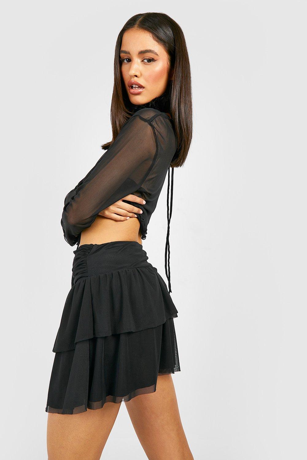 Rose Corsage Mesh Layered Rara Skirt