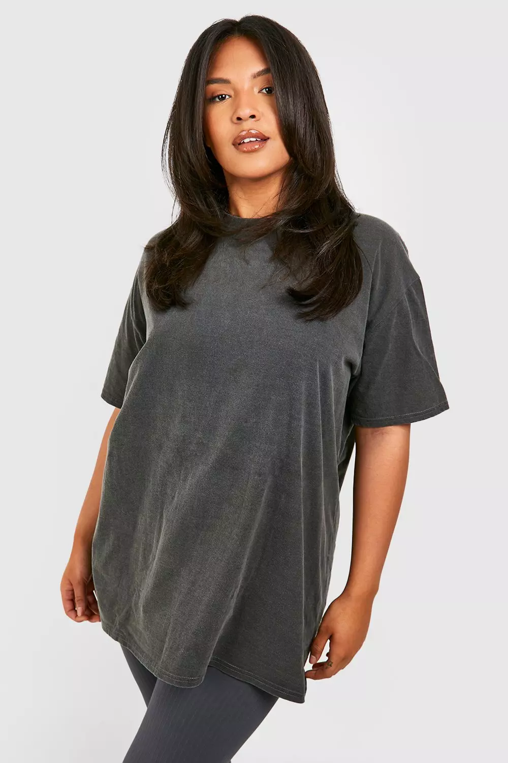 Charcoal Plus Oversized Overdye Celestial Back Print T-shirt صورة بديلة