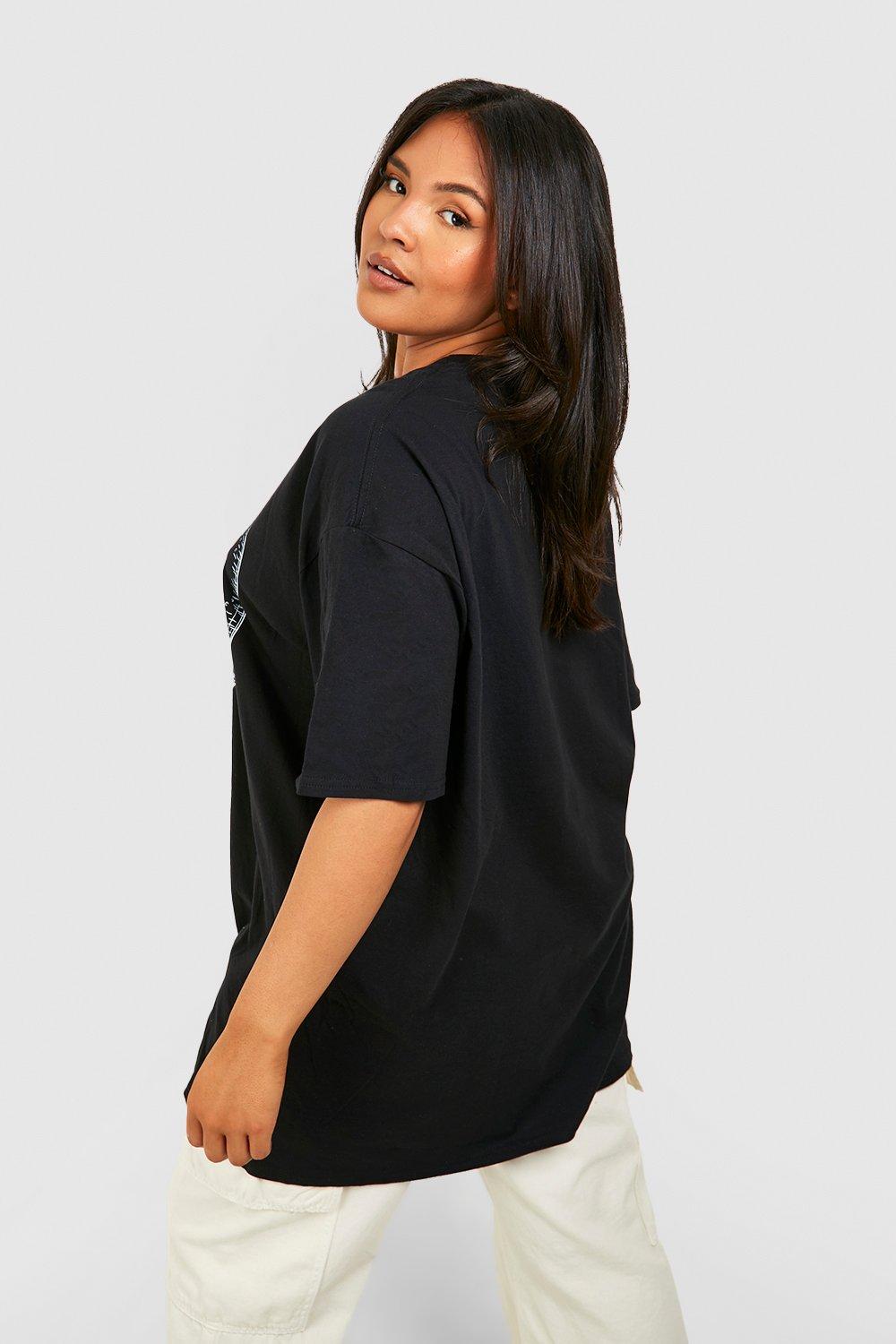 T-shirt Plus Size oversize con sole e luna