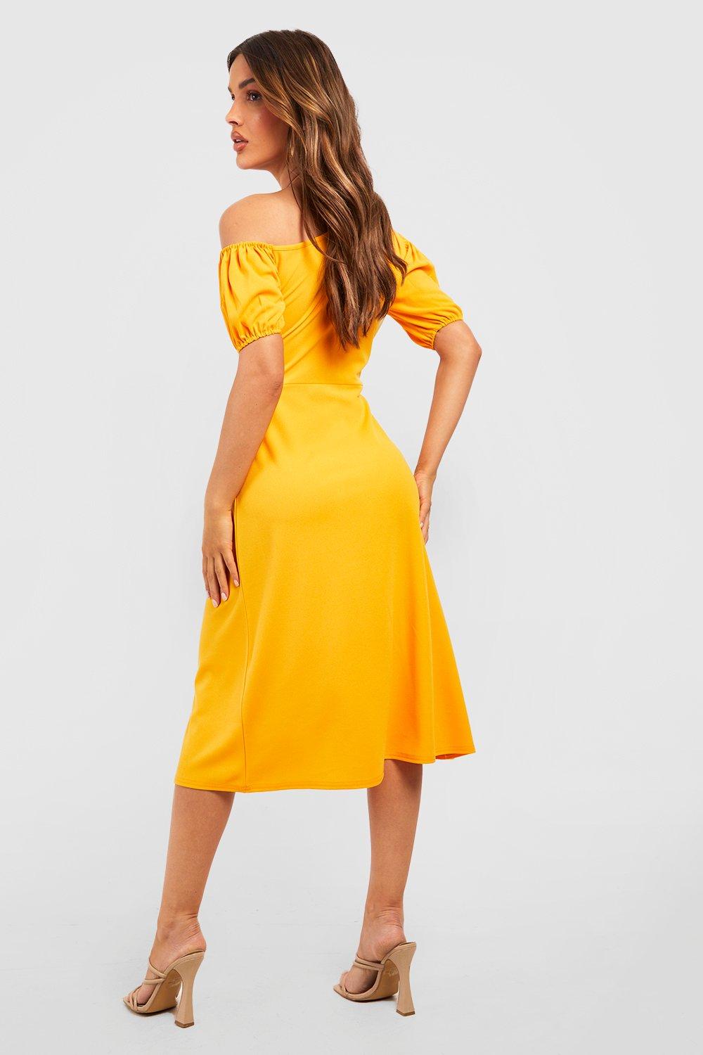 Topshop yellow hotsell bardot dress