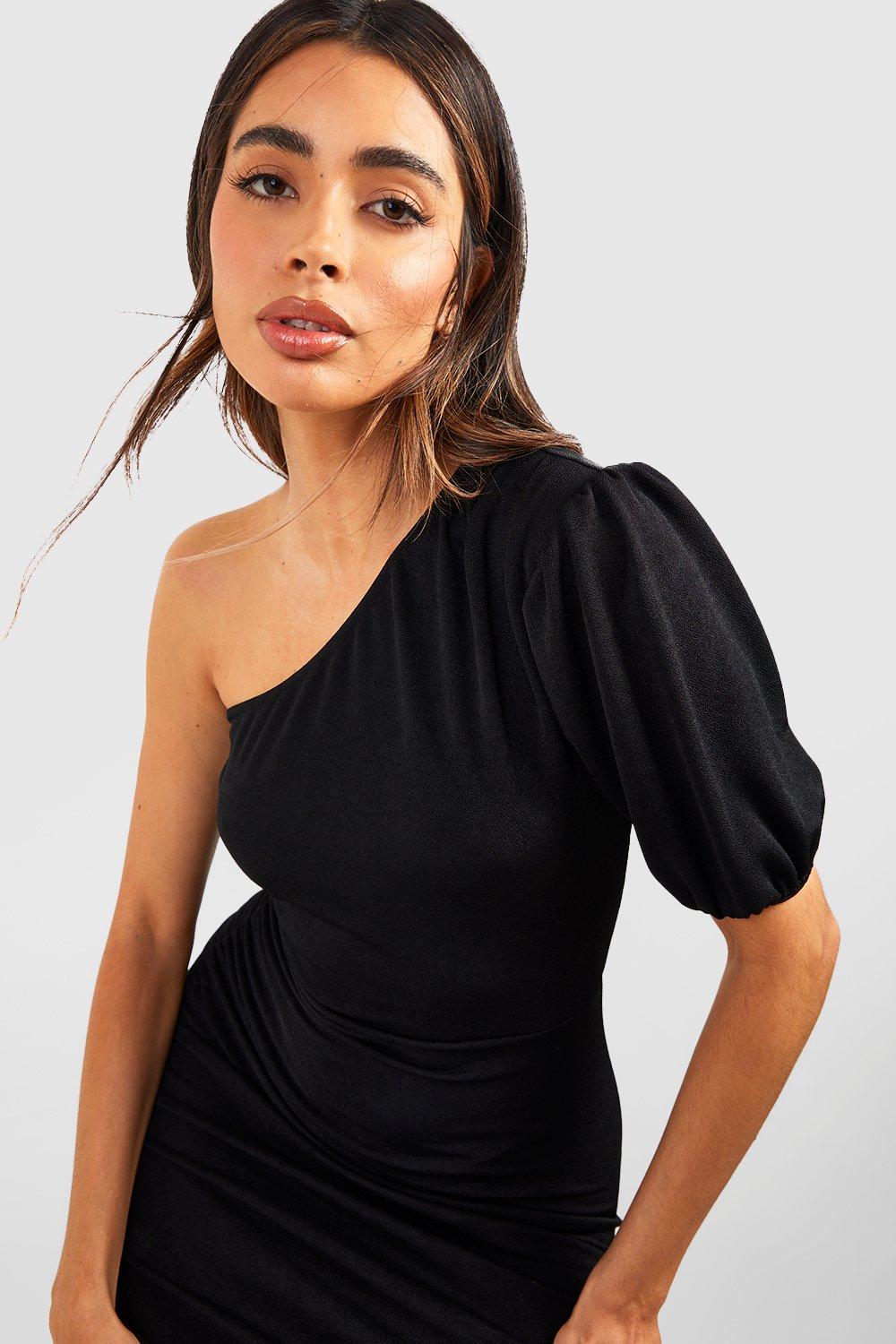 Boohoo black one shoulder on sale dress