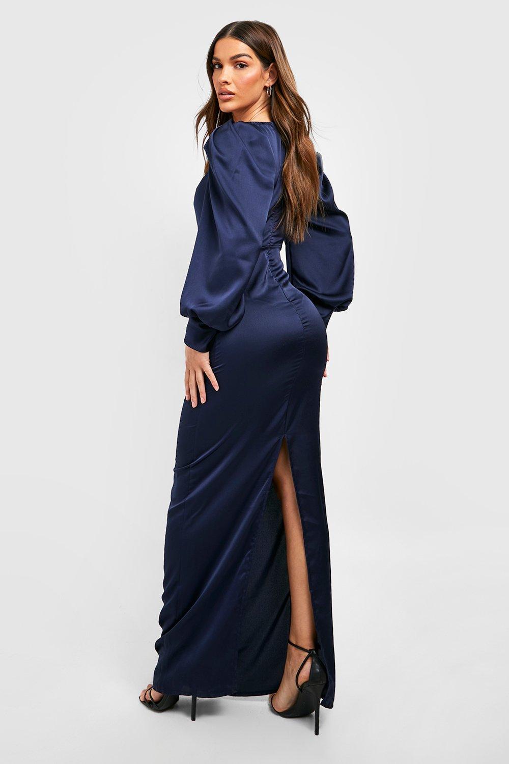 Navy silky outlet dress