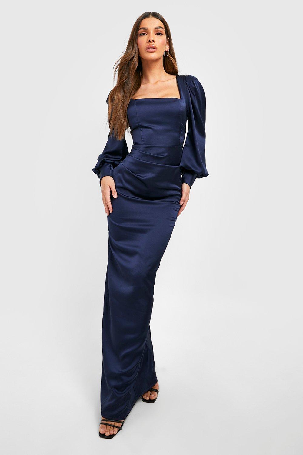 Boohoo navy hot sale maxi dress