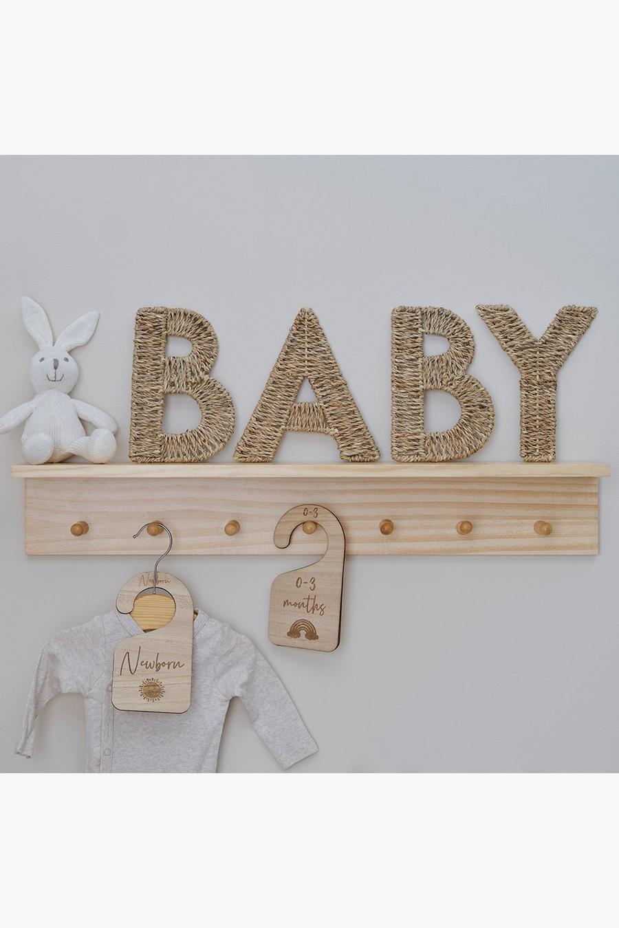 Brown Ginger Ray Wicker Baby Sign