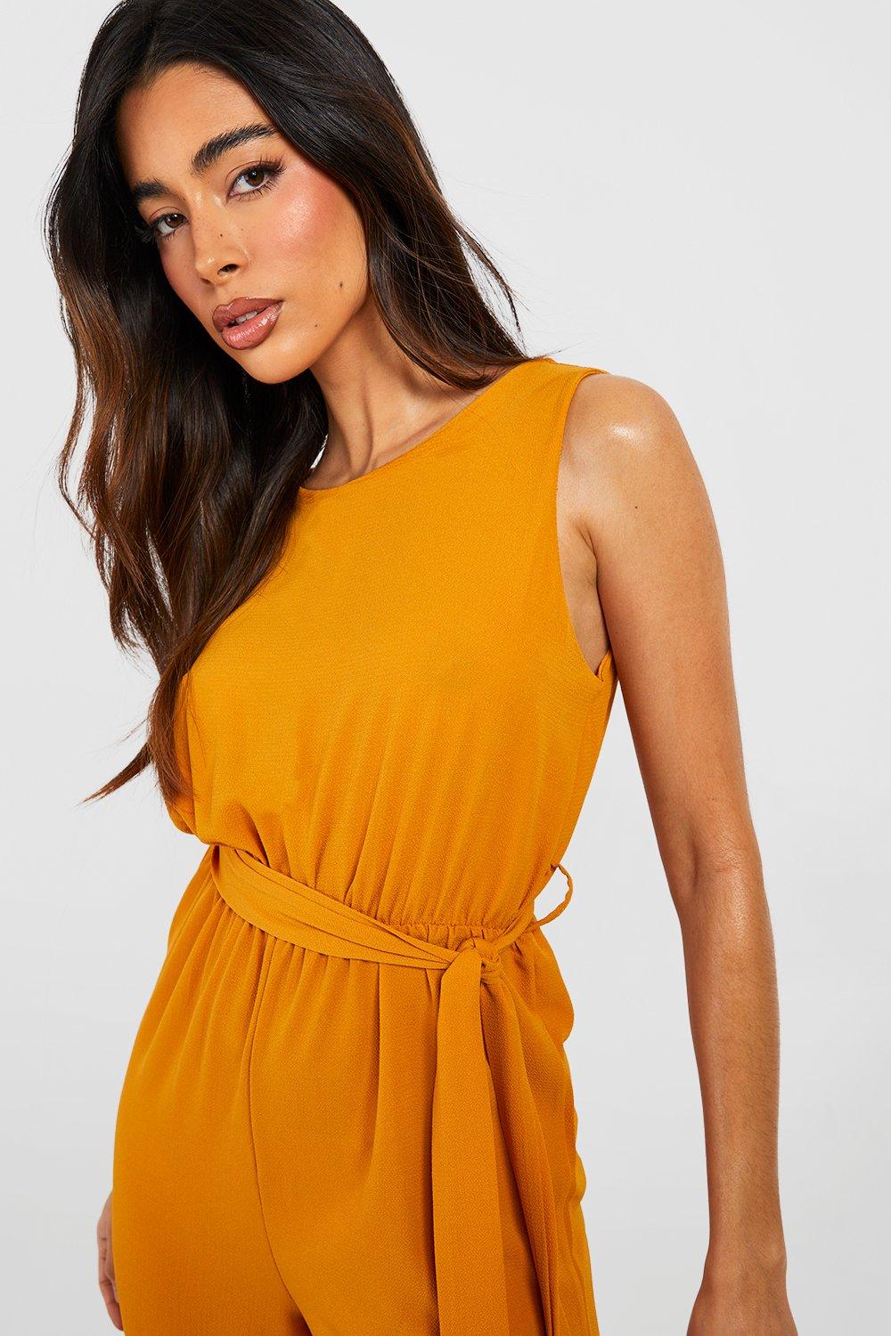 Boohoo store mustard jumpsuit