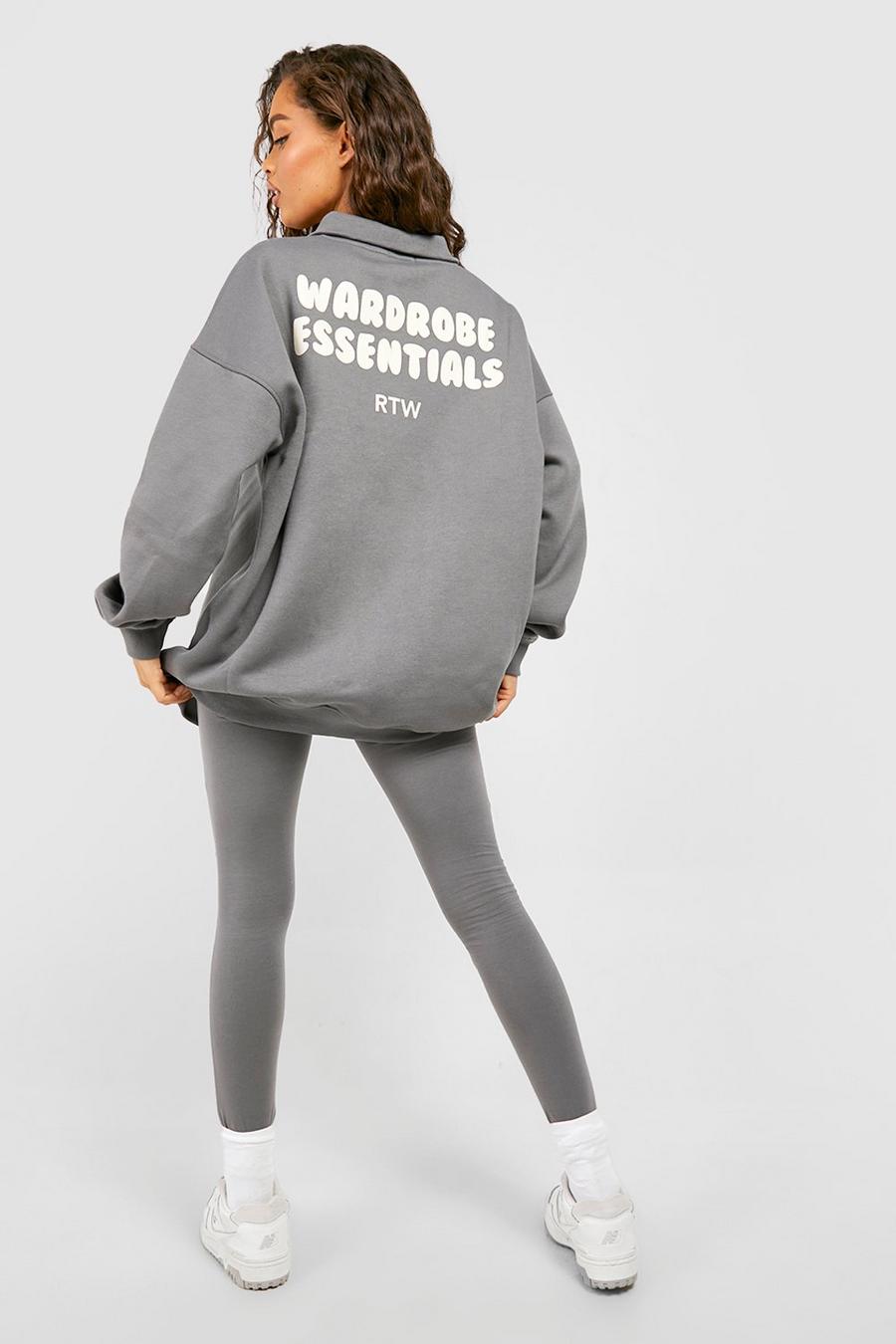 Charcoal Wardrobe Essentials Half Zip Sweatshirt Legging Tracksuit image number 1