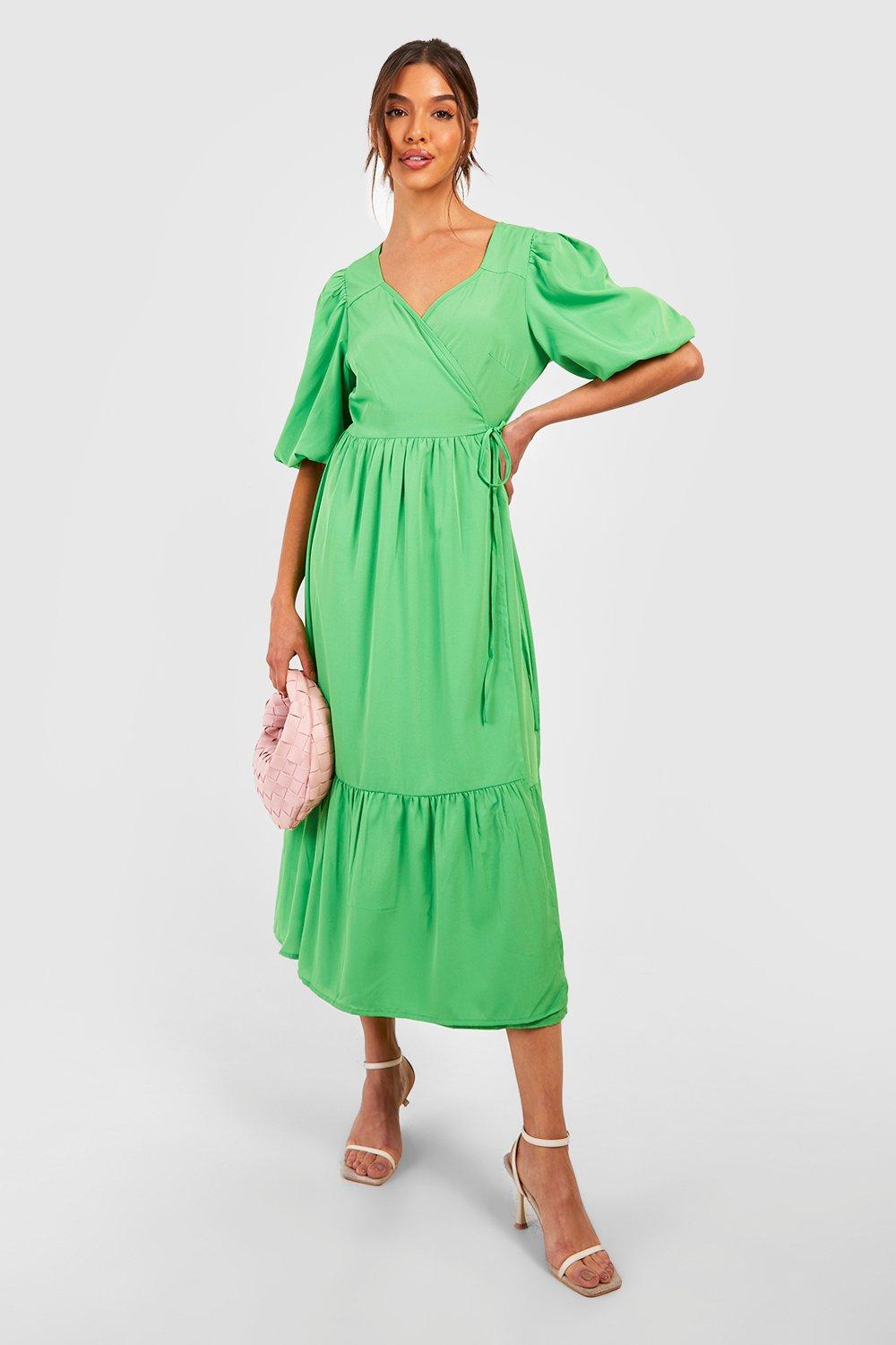 Green midi dress with sleeves hotsell