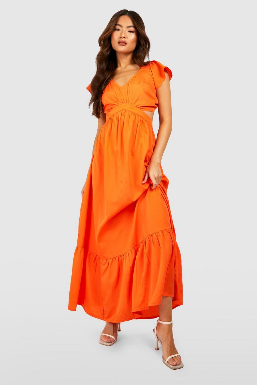 Orange Plunge Maxi Dress