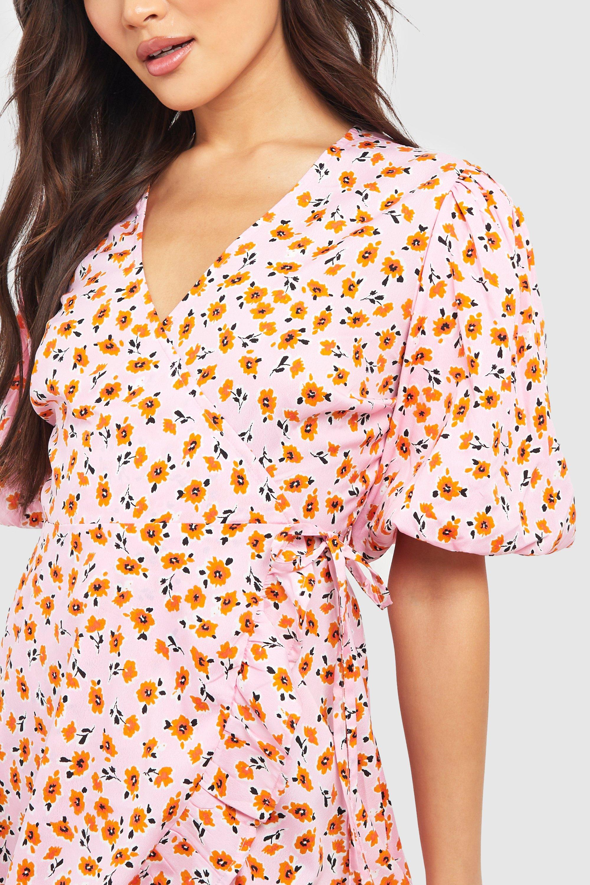 Boohoo pink hot sale floral dress