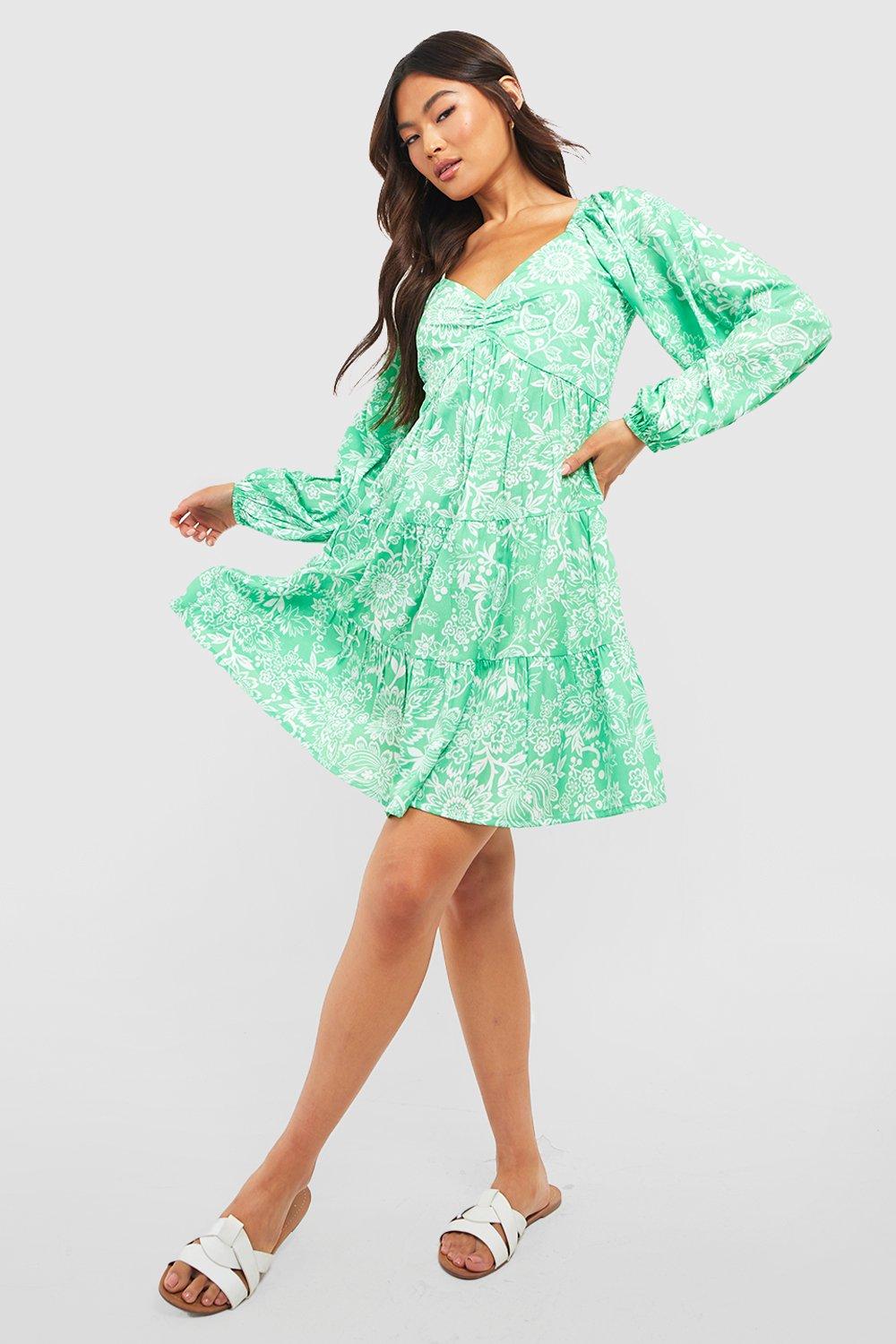 Boohoo green floral dress best sale