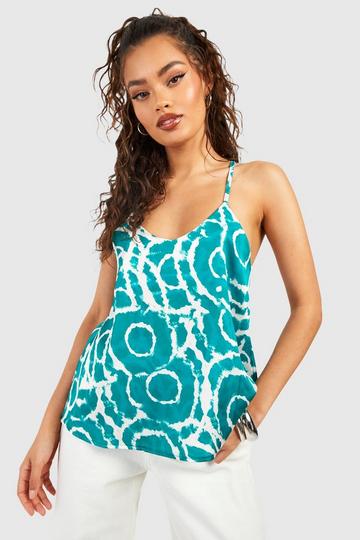 Green Satin Print Cami