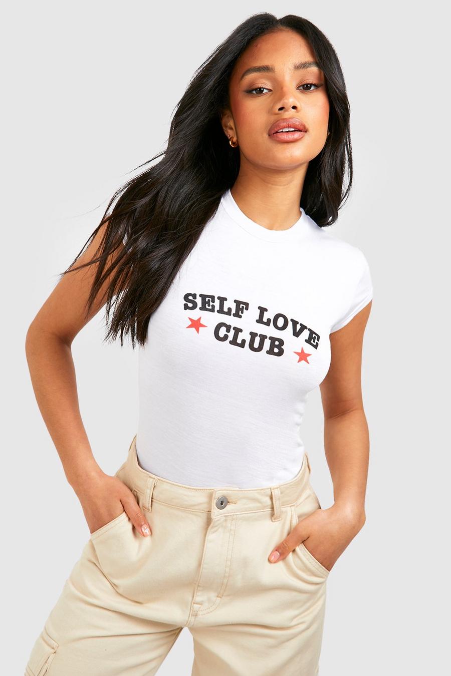 T-shirt à slogan Self Care Club, White blanc
