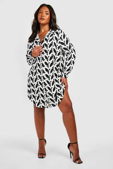 Plus Mono Print Shirt Dress mono