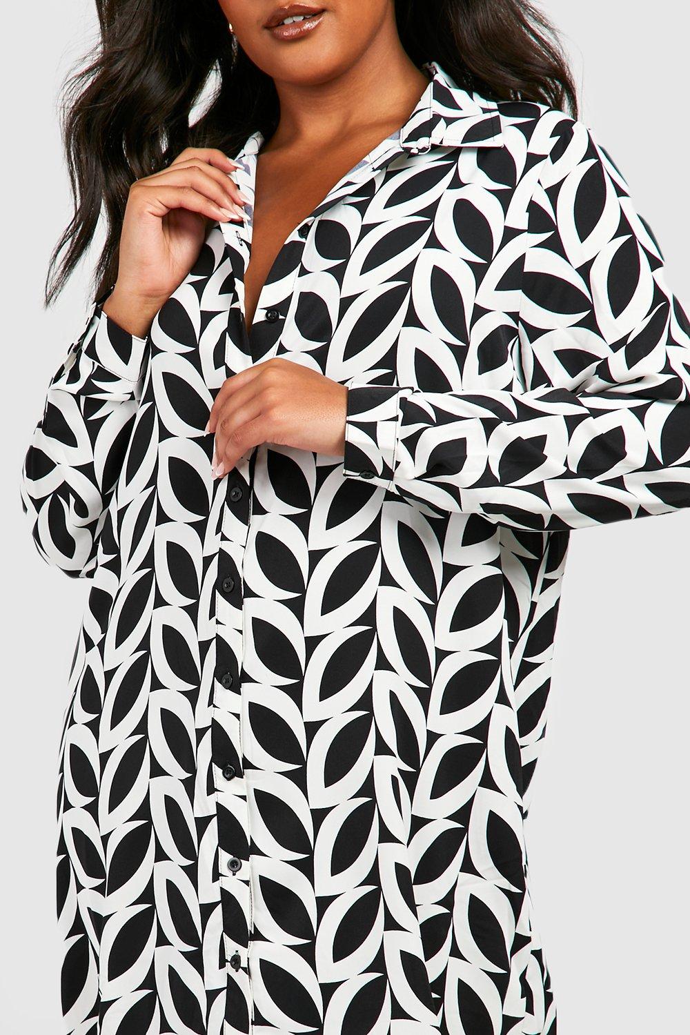 Plus Mono Printed Shirt Dress