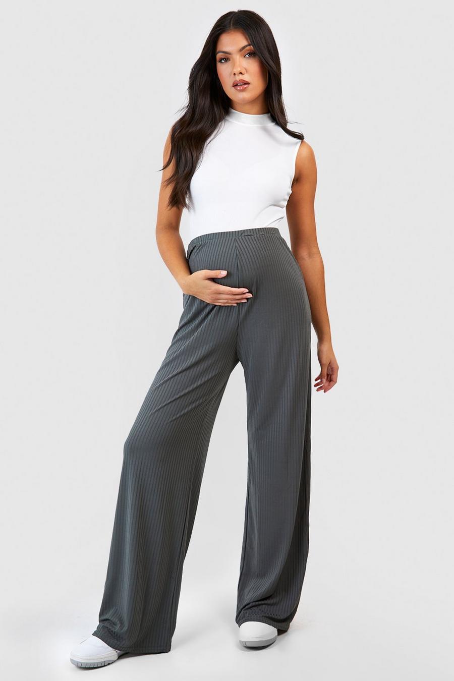 Maternité - Pantalon de grossesse large côtelé, Khaki image number 1