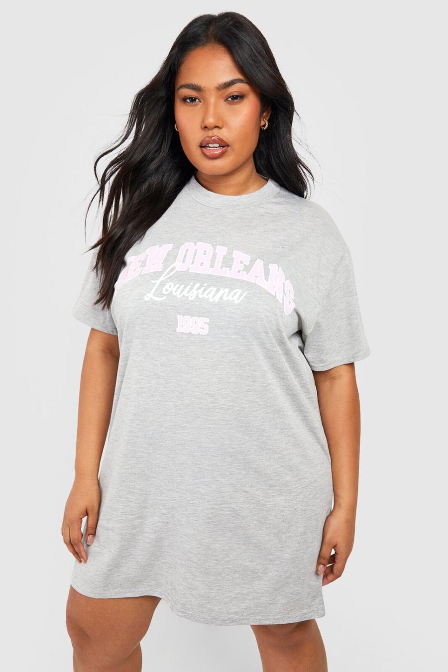 Grey marl Plus New Orleans T-shirt Dress image number 1