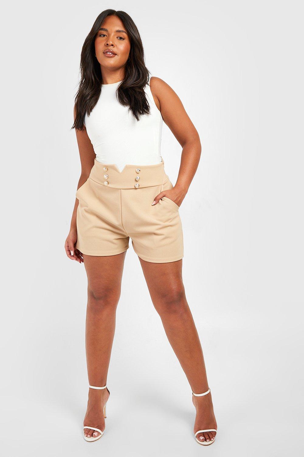 3 button high waisted shorts sale