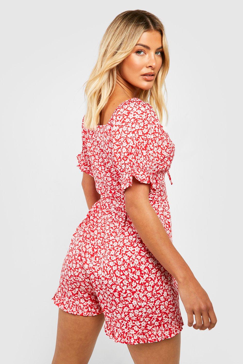 Boohoo 2024 red playsuit