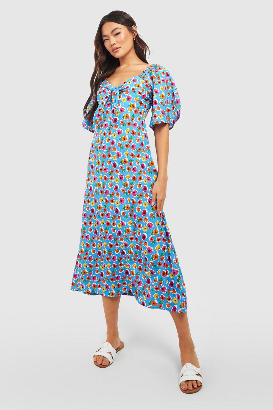 Floral Short Sleeve Midi Dress | boohoo
