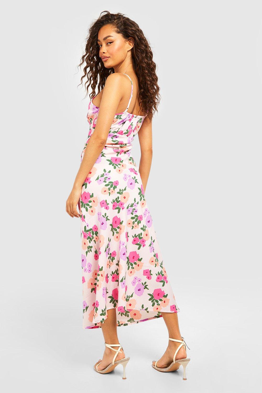 Pink strappy midi store dress