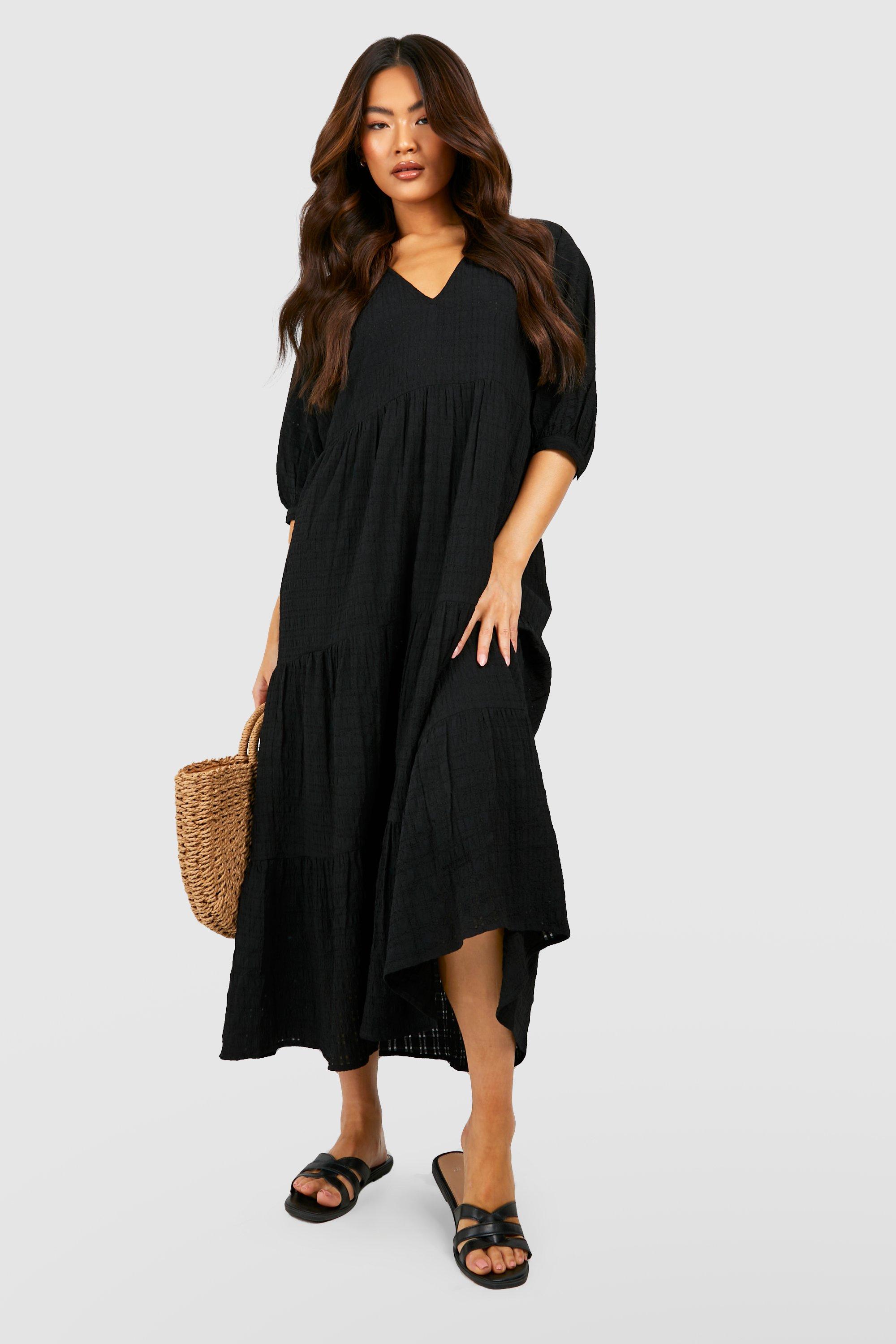 Black tiered clearance dress with sleeves