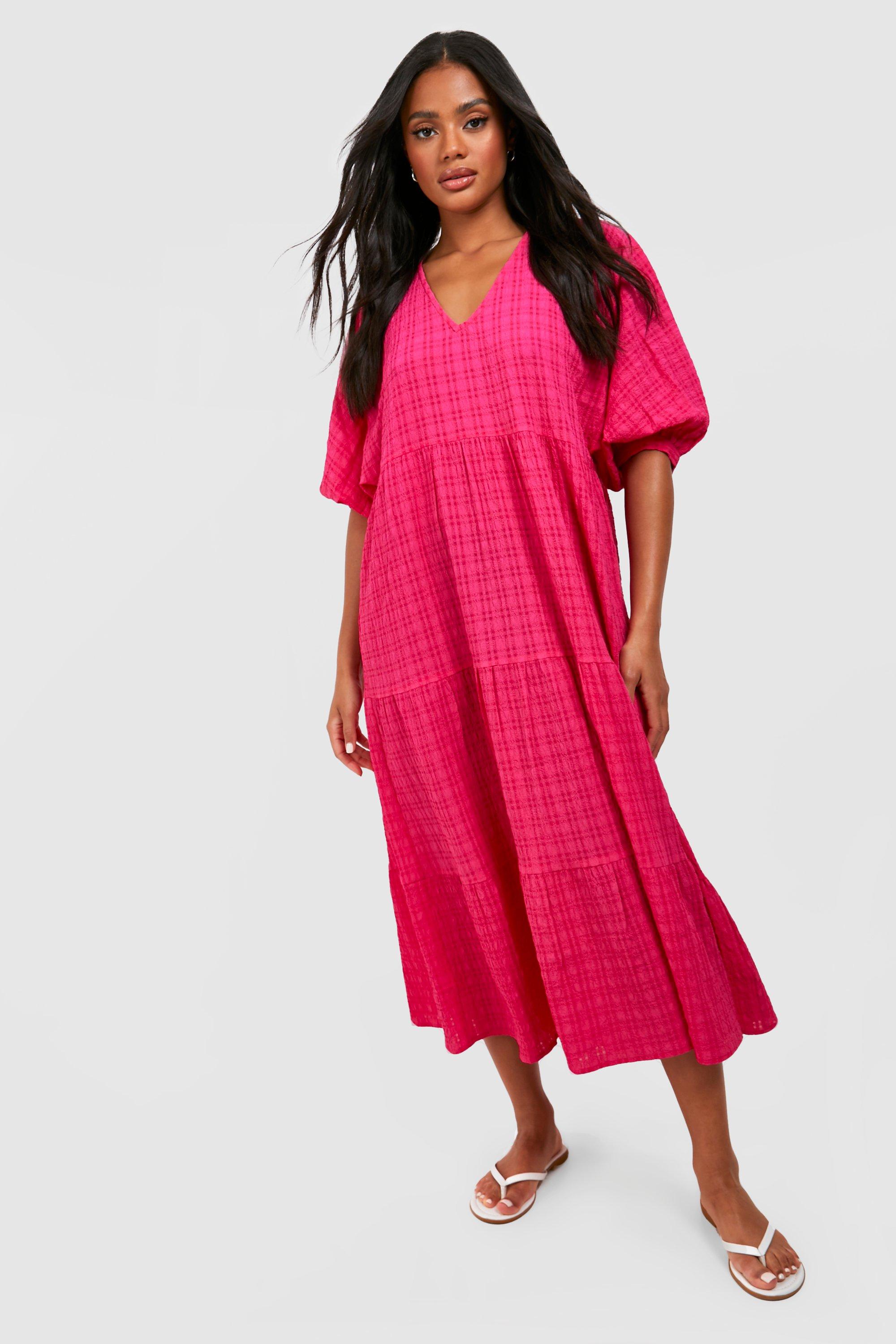 Boohoo pink hotsell midi dress