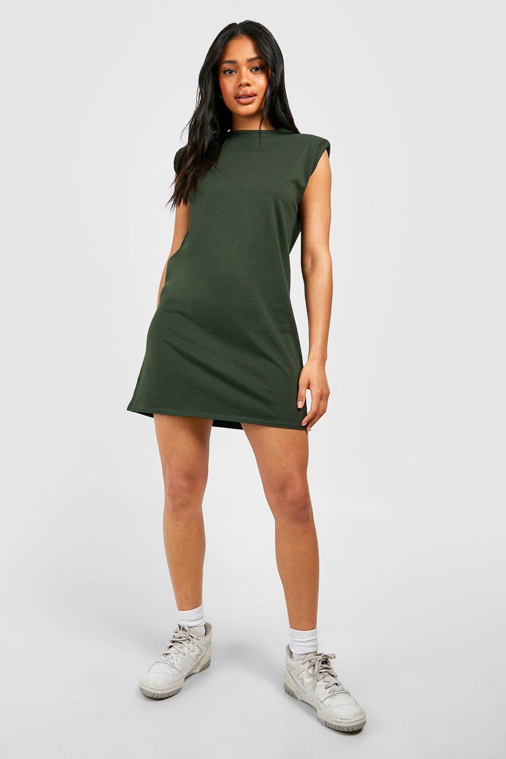 Cotton Shoulder Pad T-Shirt Dress