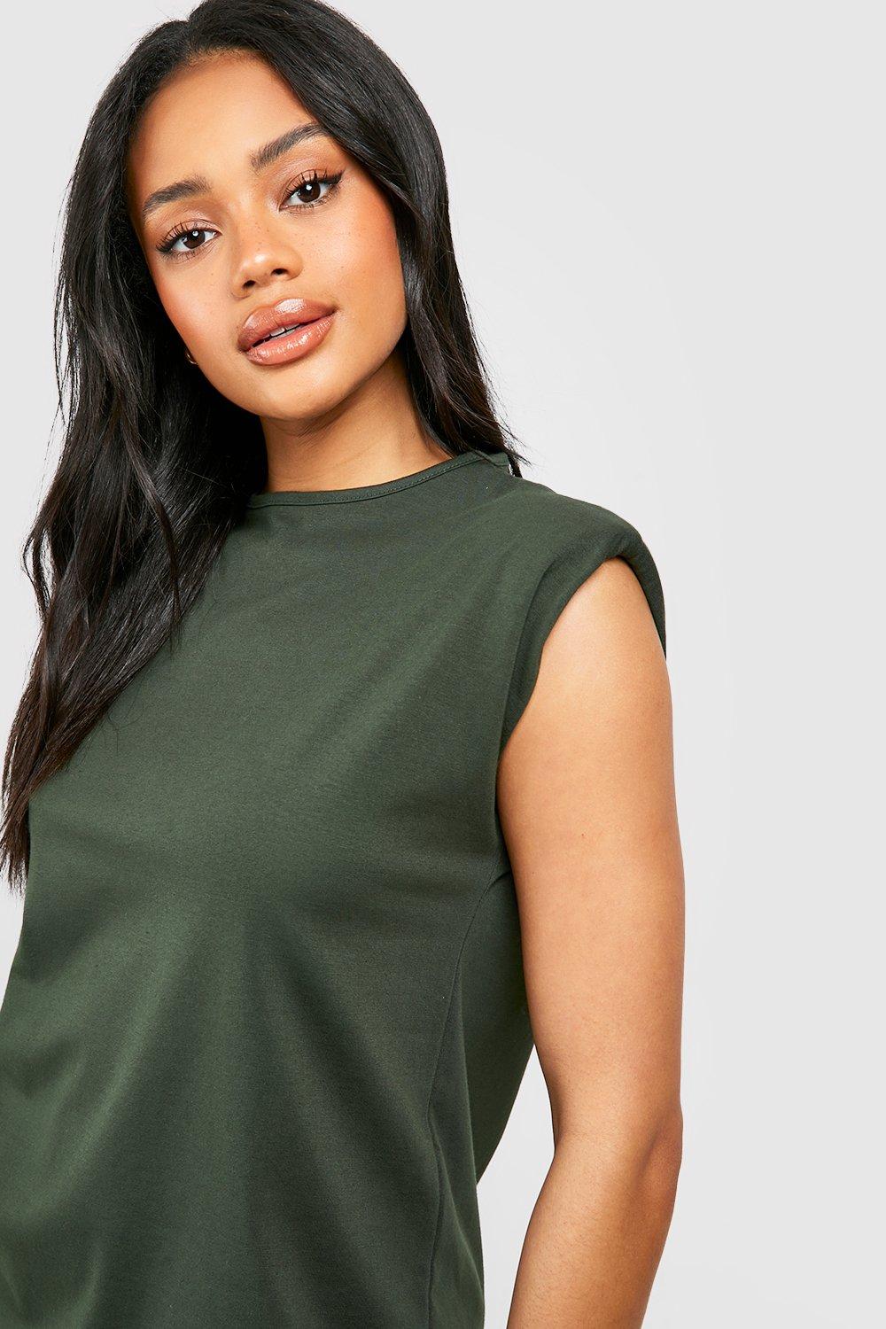 Cotton Shoulder Pad T shirt Dress boohoo