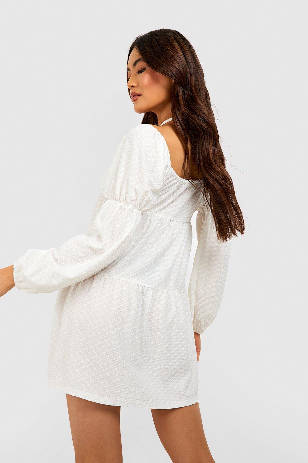 Free people white long best sale sleeve dress