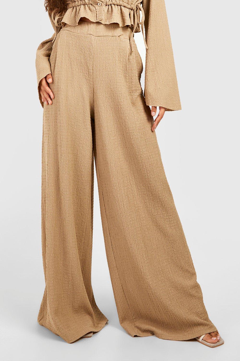 Wide leg trousers Color beige - SINSAY - 7572J-80X