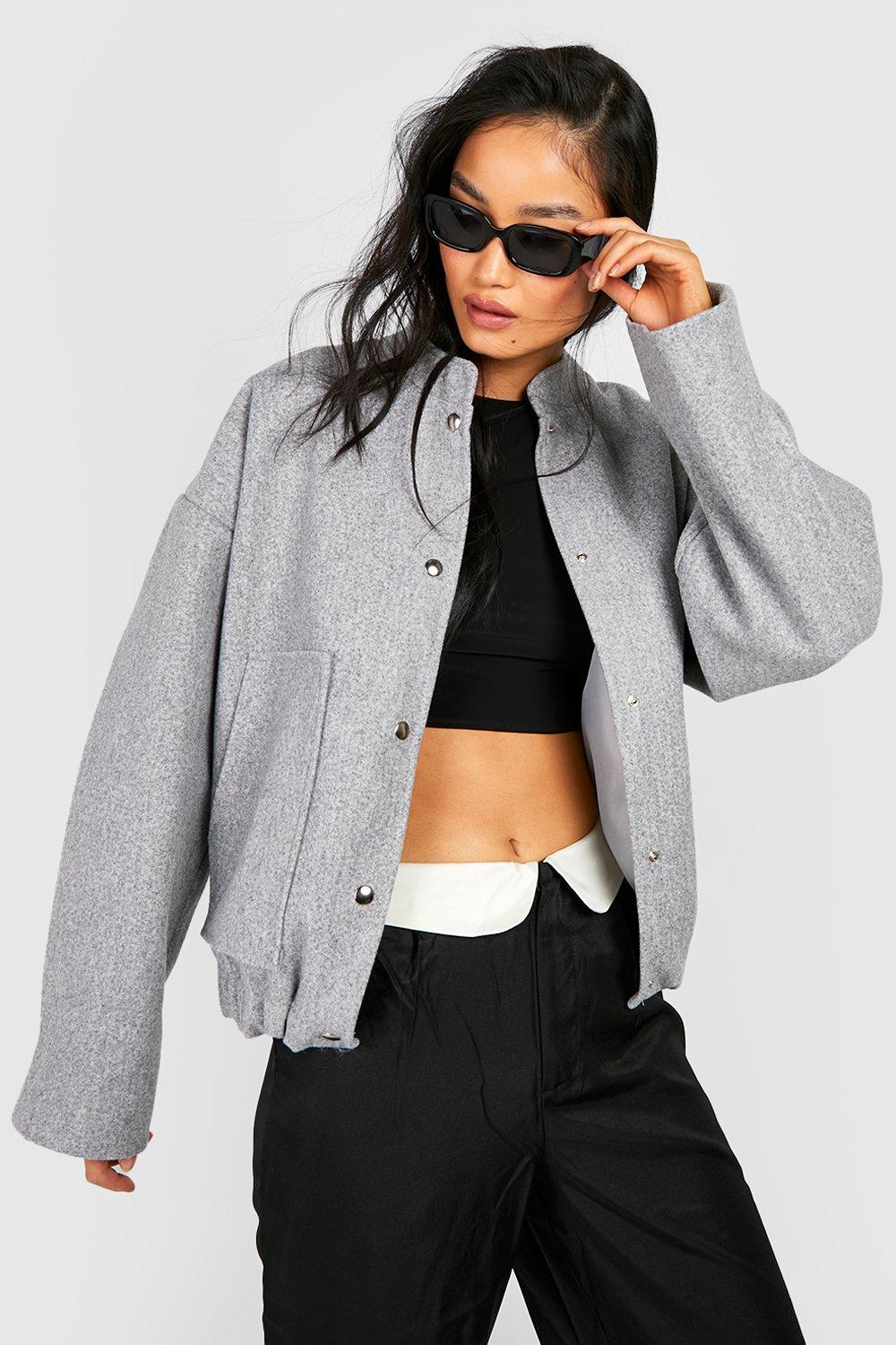 Grey bomber sale jacket womens