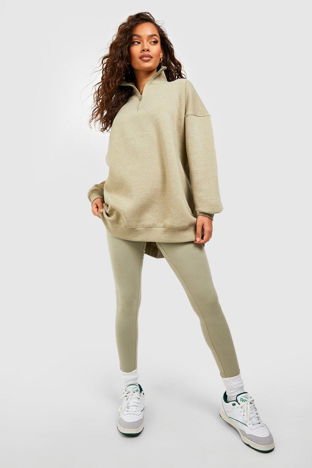 half zip sweatshirt and leggings set